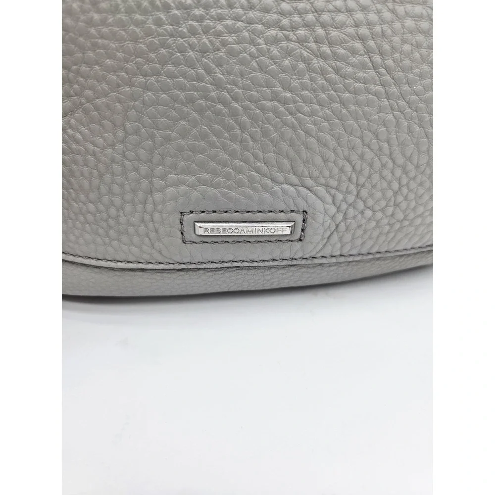 Rebecca Minkoff Bag Grey Leather‎ Silver Bucket Shoulder Pebbled Slouchy Soft